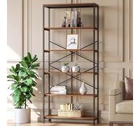 Himimi Bibliothèque à 6 Niveaux, étagère avec Structure en métal, étagère pour Bureau, Salon, Bureau, Couloir et Chambre, 30 x 81 x 180 cm, Style Industriel