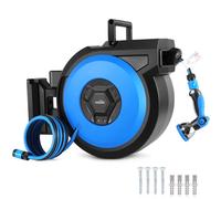 Himimi Enrouleur Tuyau Arrosage Gris Foncé Mural Jardin 20 + 3m，Pivotant à 180°,Pistolet Arrosage 10 Buse, Support de Rembobinage Automatique, pour Nettoyage Voiture Irrigation Jardin