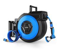 Himimi Enrouleur Tuyau Arrosage Mural 20 + 3 mètres, Dévidoir Automatique, Coffre Tuyau Arrosage avec Pistolet Arrosage 10 Buse, Pivotant à 180°, Enrouleur Tuyau Eau pour Nettoyage Voiture Irrigation