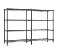 Himimi Étagère à 4 niveaux, Rack de rangement métallique robuste, Hauteur réglable, Étagère en fil avec pieds réglables, Unité de rangement grande capacité pour cuisine and chambre, 180x45x152cm, Noir