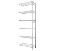 Himimi Étagère Etagere Rangement Etagere Garage 6 Niveaux Étagère de Cuisine en métal avec Crochets latéraux Chromé 54 x 29 x 160 cm,Argent