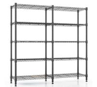 Himimi Étagères de Rangement à 5 Niveaux Étagère en Métal pour Rangement Étagère en Fil Réglable en Hauteur Étagères Robuste pour Garage Etagères de Garde-manger Etagère de Cuisine, 152*35*183cm Noir