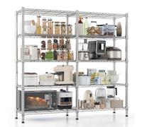 Himimi Étagères de rangement en métal à 5 niveaux pour rangement - Hauteur réglable - Étagères pour rangement - Étagère robuste pour garage, garde-manger, cuisine, 152 x 35 x 183 cm - Argenté