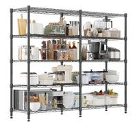 Himimi Étagères Métalliques Robustes à 5 Niveaux, 180Lx45Px183H cm, Unité de Rangement Métallique Ajustable, Rack de Stockage Debout Grande Capacité pour Garage Cellier Cuisine Remise Buanderie, Noir
