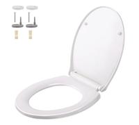 Himimi Siège de toilette universel, fermeture rembourrée, tablette de toilette à dégagement rapide, en plastique antibactérien blanc, en forme de U (45,2 x 39,29 x 6,2 cm)