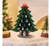 Himissy Sapin de Noël en Bois avec 24 Ornements, Calendrier de l'Avent Bois Sapin 2025, Compte à Rebours de 24 Jours pour Enfants, Décoration de Table Festive pour Maison et Bureau