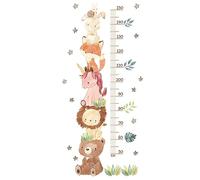 HIMKI Escarpolette pour enfants - Sticker mural pour chambre d'enfant - Diagramme de hauteur pour enfants, autocollant mural, motif animaux de la forêt pour le suivi de la croissance des enfants