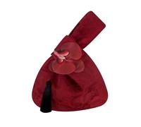 HIMKI Sac à main classique de mariage avec fleurs Fil doré Jacquard Gland Sac à main de mariée en satin Sac cadeau élégant pour mariage et fête, rouge