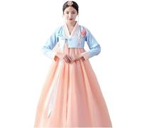 HIMKSRE Costume Traditionnel coréen Hanbok for Femme, Ensemble de Costumes de Cour de Style Ethnique, de Danse et de Performance(Blue,L)