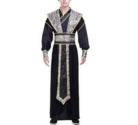 HIMKSRE Costume Traditionnel Hanfu for Homme, Tenue de Cosplay d'épéiste Chinois Ancien, Costume d'art Martial de drames Wuxia, vêtements de scène(Black,3XL)