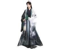 HIMKSRE Ensemble de Robe Hanfu Royale Antique for Hommes et Femmes, Costume Traditionnel à col croisé de la période Weijin, vêtements de Cosplay élégants for garçons et Filles(Gray Full Set,XXL)