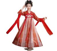 HIMKSRE Robe Chinoise Costume Filles Enfants Kimono Chine Traditionnel Vintage Ethnique Antique Robe Danse Costume Cosplay Hanfu Ensemble(120)