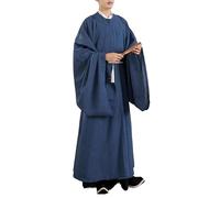 HIMKSRE Robe Hanfu Classique de la Dynastie Tang Song for Hommes et Femmes, Couleur Unie, col Rond, Niche, Costume de poète érudit Chinois, Couple, Tissu Cosplay(Blue Robe,M)