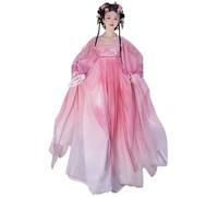 HIMKSRE Robe Hanfu Grande Taille 10XL for Femme, Costume de fée Chinoise d'halloween, Cosplay, dégradé Rose et Violet(Pink Set,10XL)