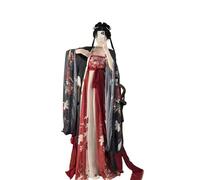 HIMKSRE Robe Hanfu Grande Taille 4XL for Femme, Tenue de soirée surdimensionnée, Style Chinois, Style Vintage, brodée, Noire et Rouge(Black Red Set,4XL)