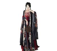 HIMKSRE Robe Hanfu Grande Taille 4XL for Femme, Tenue de soirée surdimensionnée, Style Chinois, Style Vintage, brodée, Noire et Rouge(Black Black Set,XL)