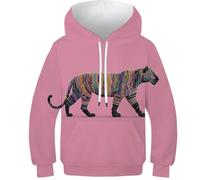 HIMKSRE Sweat-Shirt imprimé 3D for Adolescentes, Filles et garçons, Motif Animal, Sweat à Capuche, décontracté, nouveauté, Manches Longues, imprimé léopard, avec Poche, 13-15 Ans(Cheetah-4,150)