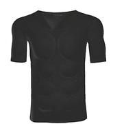 HIMKSRE T-Shirt de Compression for Homme, Faux Muscle, Gainant, Poitrine, épaules, rembourré, sous-vêtement, Chemise Amovible(Black1,L)