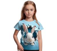 HIMKSRE T-Shirt for Enfant, Motif Lapin Mignon, imprimé en 3D, Confortable, col Ras du Cou, Manches Courtes, vêtements Amusants for Enfants(S35TX150820,110)