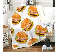 Himlaya 3D Couvertures et Plaids Microfibre Couverture Canapé Camping Voyage Couette Couette Literie Épaisse Douce en Peluche Chaud Drap de Lit Adulte Enfant (Hamburger,150x130cm)
