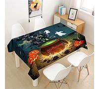 Himlaya 3D Nappe Rectangulaire, Nappe Anti Tache Imperméable, Imprimé Halloween Polyester Tissu Nappe pour Salle à Manger/Jardin/Extérieur/Anniversaire (140x160cm,Fantôme Citrouille)
