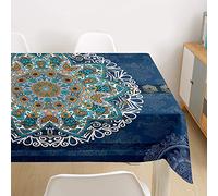 Himlaya Nappe Rectangulaire Anti Tache, Nappe de Table 3D Style Marocain Impermeable Anti-Poussière Rectangle Nappes pour Mariage Jardin Picnic Party Restaurants (Bohême Bleue,140x240cm)