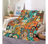 Himlaya Plaid Couverture Polaire en Flanelle Doux et Chaude Imprimé Patchwork Mandala Coloré Couverture en Microfibree Hiver Couverture de Lit pour Adultes et Enfant (Couleur E,150x200cm)