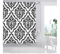 Himlaya Rideau de Douche en Polyester Tissu Anti Moisissure Imperméable avec des Crochets, Rideaux de Salle de Bains Décor À La Maison Facile à Nettoyer (Bohème Noir,180x200cm)