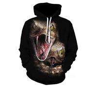 Himlaya Sweat à Capuche Unisexe, 3D Animal Impression Hoodie Manches Longues Homme Femme Sweat Capuche avec Poches Adulte Manteau de Sport Automne Hiver Tops Pullover (Serpent Noir,XXL)