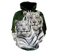 Himlaya Sweat à Capuche Unisexe, 3D Animal Impression Hoodie Manches Longues Homme Femme Sweat Capuche avec Poches Adulte Manteau de Sport Automne Hiver Tops Pullover (Tigre Vert,XL)