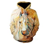 Himlaya Sweat à Capuche Unisexe, Impression de Animal 3D Hoodie Manches Longues Homme Femme Sweat Capuche avec Poches Adulte Manteau de Sport Automne Hiver Tops Pullover (Cheval,XXL)