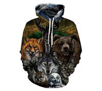 Himlaya Sweat à Capuche Unisexe, Impression de Animal 3D Hoodie Manches Longues Homme Femme Sweat Capuche avec Poches Adulte Manteau de Sport Automne Hiver Tops Pullover (Animal Marron,S)