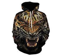 Himlaya Sweat à Capuche Unisexe, Impression de Animal 3D Hoodie Manches Longues Homme Femme Sweat Capuche avec Poches Adulte Manteau de Sport Automne Hiver Tops Pullover (Tigre,6XL)