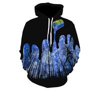 Himlaya Sweat à Capuche Unisexe, Impression de Ciel étoilé 3D Hoodie Manches Longues Homme Femme Sweat Capuche avec Poches Adulte Manteau de Sport Automne Hiver Tops Pullover (Bleu Noir,6XL)