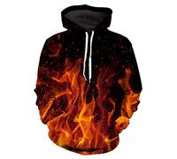 Himlaya Sweat à Capuche Unisexe, Impression de Flamme 3D Hoodie Manches Longues Homme Femme Sweat Capuche avec Poches Adulte Manteau de Sport Automne Hiver Tops Pullover (Rouge,XL)