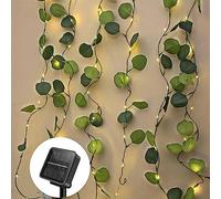 Himmel Guirlande lumineuse solaire pour extérieur avec eucalyptus artificiel - 100 LED - 10 m - Étanche - Guirlande lumineuse solaire pour jardin, arbres, balcon