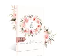 HIMMEL.HERZ.PAPIER® My First Year Album photo pour bébé - Livre de souvenirs pour bébé - Format A4 - Cadeau pour filles et garçons - Album photo de naissance - Ma première année - Rose
