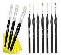 Himmlfel Lot de 3 pinceaux miniatures Drybrush et 7 pinceaux fins pour le modélisme - Pour peinture acrylique et aquarelle - Pour modélisme Citadel Warhammer 40 K