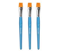 Himmlfel Lot de 3 pinceaux plats de peinture acrylique de 2,5 cm pour acrylique, aquarelle, gouache, huile, peinture du visage, grands pinceaux professionnels pour artistes et débutants
