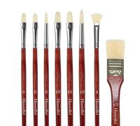 Himmlfel Pinceaux Huile, 6 Pinceaux Chungking Hog Bristle pour Huile, Acrylique, Gouache, Comprenant Rond, Plat, Filbert, éventail et Large Plat, Idéaux pour Débutants et Artistes (8, Petit)