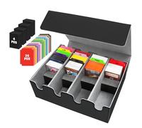 HIMOMO Boîte de rangement pour cartes à collectionner à 4 rangées, plus de 2 800 cartes avec 10 intercalaires colorés et 4 intercalaires en mousse, boîte à cartes en cuir synthétique pour cartes Magic