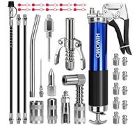 HIMOMO Pompe à Graisse 6000-7000 PSI pour Graisseurs, Coupleur G, 3 Tuyaux Flexibles, Aiguille et Raccords, Cartouche 400 CC, Automobile et Marine (34 pcs)