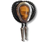 Himongoo Petite cravate bola en pierre précieuse - Cravate de mariage en similicuir pour homme et femme - Cravate bolo de style occidental, Turquoise en forme de poire, M
