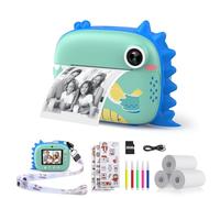 HiMont Appareil photo numérique à impression instantanée pour enfants avec papier d'impression et carte 32 Go, vidéo 2,5 K et appareil photo à impression instantanée avec stylos de couleur pour