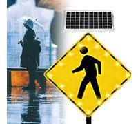 Himopuer Panneau de Passage piéton réfléchissant Solaire Clignotant à LED, indicateur de sécurité routière pour Rues et passages piétons, améliore la visibilité et la sécurité des conducteur(30in)