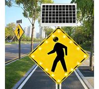 Himopuer Panneau de Passage piéton Solaire Clignotant à LED, signalétique piétonne avec ralentissement, Film réfléchissant de qualité Professionnelle, Cadre en Aluminium Robuste,(24in)