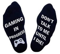 Himozoo Chaussettes de jeu amusantes en cours de jeu, ne parlez pas à moi jusqu'à ce que je meure!, cadeau fantaisie pour hommes et femmes (chaussettes de gamer) Noir