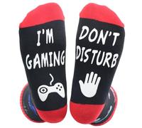 Himozoo Chaussettes de jeu « Do Not Disturb I'm Gaming » - Cadeau fantaisie pour homme, femme, adolescent, garçon, fils, mari, papa, Rouge, One Size