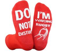 Himozoo Chaussettes fantaisie avec inscription « Do Not Disturb I'm Watching Rugby » pour homme et femme, Rugby-Red, M-4XL