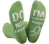 Himozoo Chaussettes fantaisie « Do Not Disturb I'm Watching Rugby » - Chaussettes fantaisie pour homme et femme - Cadeau pour les amateurs de rugby - Chaussettes mi-mollet en coton - Taille 42-46